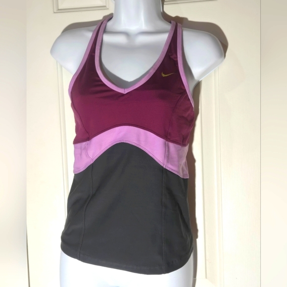 Nike Tops - Nike Dri-Fit Racer Back Tank Top Built-In Shelf Bra purple/gray Small Gym Sport